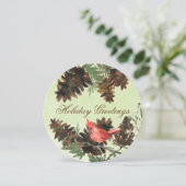 Carte de vacances aux cônes de pin Cardinal Rouge  (Debout devant)