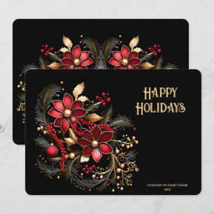 Carte de vacances aux fleurs décoratives rouges