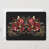 Carte de vacances aux fleurs décoratives rouges (Dos)