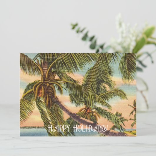 Carte de vacances aux palmiers à noix de coco (Debout devant)