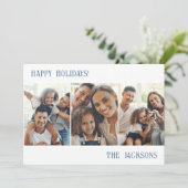 Carte de vacances avec collage photo moderne bleu (Debout devant)