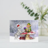 carte de vacances avec dalmatien chiot et elfe (Debout devant)