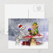 carte de vacances avec dalmatien chiot et elfe (Devant / Derrière)