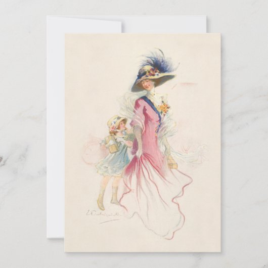 Carte de vacances avec mère et fille victorienne s (Devant)