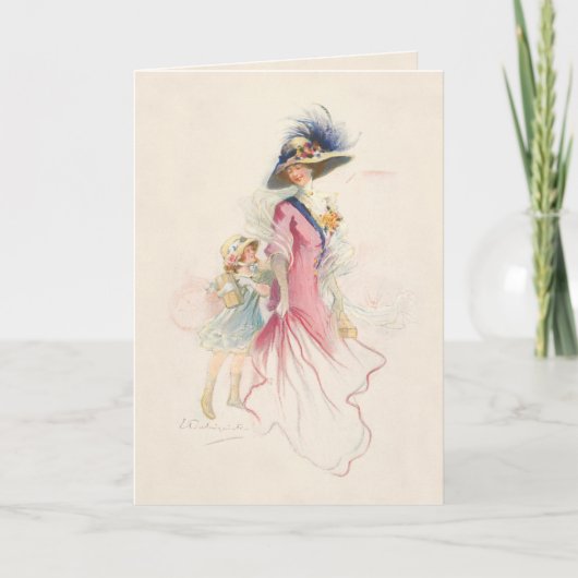 Carte de vacances avec mère et fille victorienne s (Devant)