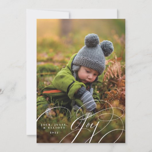 Carte de vacances avec photo joyeuse et écriture h (Devant)