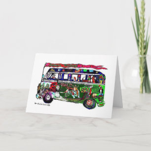 Carte de vacances Basset Hound Bus