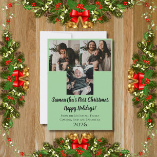 Carte de vacances bébé premier Noël 3 photo nom