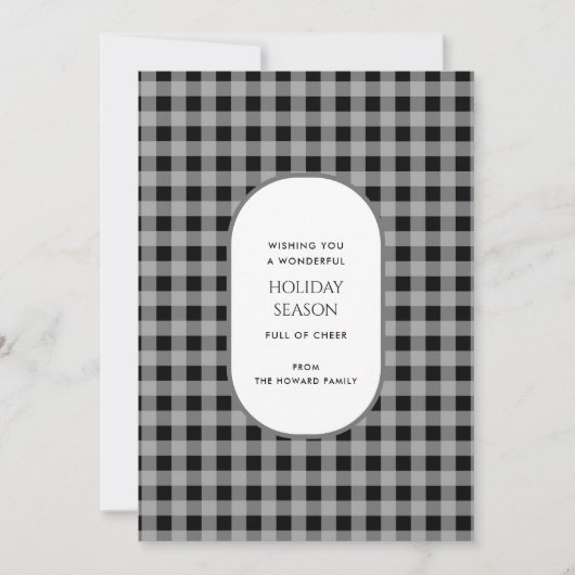 Carte de vacances Black Grey Buffalo Plaid (Devant)