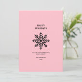 Carte de vacances Black Pink Minimalist Snowflake (Debout devant)