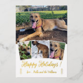 Carte de vacances blanche et feuille d'or en colla (Recto)