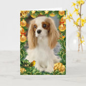 Carte de vacances Blenheim Cavalier Spaniel (Fleur jaune)