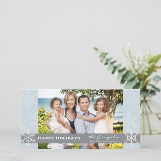 Carte de vacances Blue and Grey Snowflake (Debout devant)