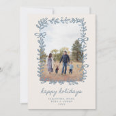 Carte de vacances Blue Bow Botanical Happy Holiday (Devant)
