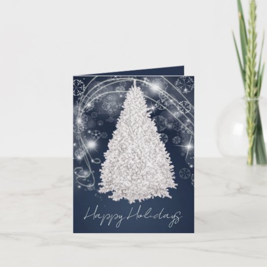 Carte de vacances Blue Chic Christmas Tree (Devant)