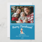 Carte de vacances Blue Merry Christmas Dog Family  (Devant)