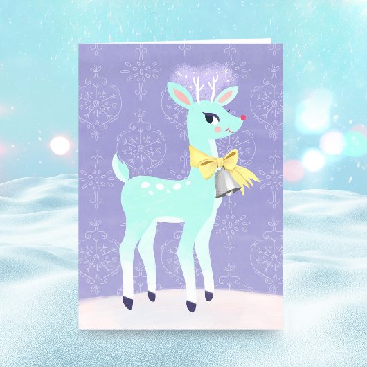 Carte de vacances Blue Vintage Reindeer