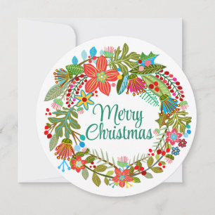 Carte de vacances Boho Christmas Wreath