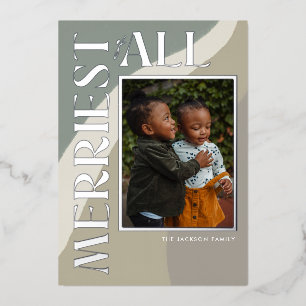 Carte de vacances Boho Grey Swirl Photo Foil