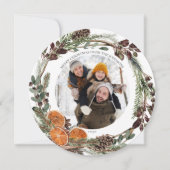 Carte de vacances Boho Winter Citrus Round Photo (Devant)
