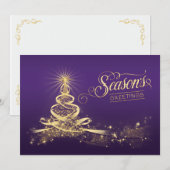 Carte de vacances Bonnes Fêtes | Purple Faux Gold (Devant / Derrière)