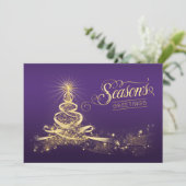 Carte de vacances Bonnes Fêtes | Purple Faux Gold (Debout devant)