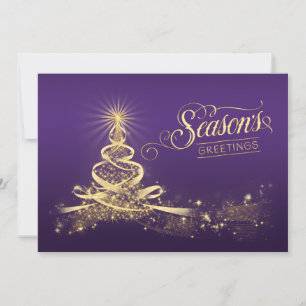Carte de vacances Bonnes Fêtes Purple Faux Gold