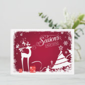 Carte de vacances Bonnes Fêtes | Rouge, Cerf blanc (Debout devant)