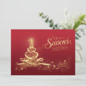 Carte de vacances Bonnes Fêtes | Rouge, Faux Gold (Debout devant)