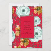 Carte de vacances Botanique Rouge Floral Rose (Devant)