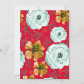 Carte de vacances Botanique Rouge Floral Rose (Dos)