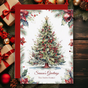 Carte de vacances botanique Vintage Christmas Tree