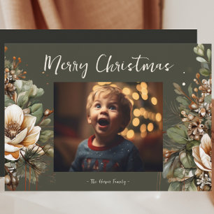 Carte de vacances botanique Watercolor Magnolia Ga