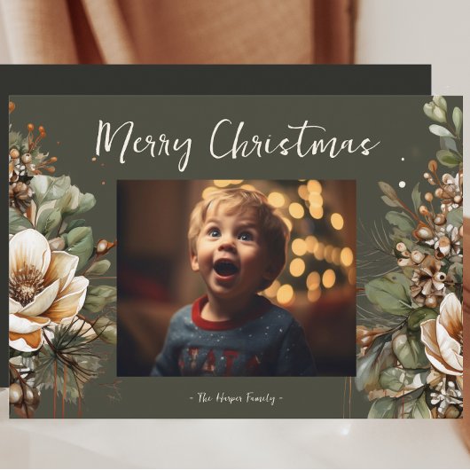 Carte de vacances botanique Watercolor Magnolia Ga