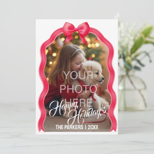 Carte de vacances Bows Flat - Rouge (Debout devant)