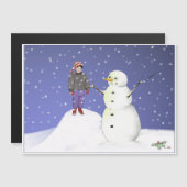 Carte de vacances Boy et Snowman (Devant / Derrière)