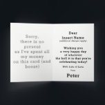 Carte de vacances budget amusant<br><div class="desc">Choisissez n'importe quel jour férié que vous voulez !
C'est marrant n'importe quelle carte de crédit de vacancesDonnez-la à quelqu'un avec un sens de l'humour!</div>
