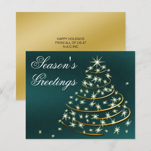 Carte de vacances Budget Aqua Gold Christmas Tree (Devant / Derrière)