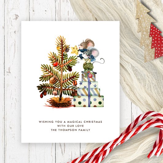 Carte de vacances Budget Mice Christmas Tree