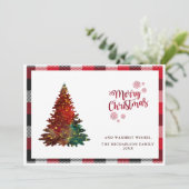 Carte de vacances Buffalo Plaid Joyeux Arbre de No (Debout devant)