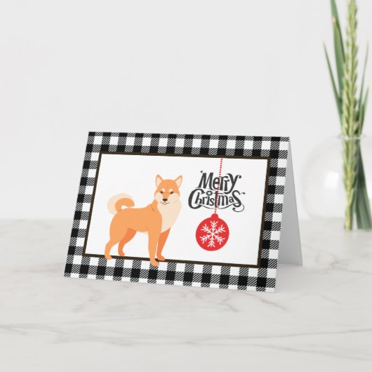 Carte de vacances Buffalo Plaid Shiba Inu (Devant)