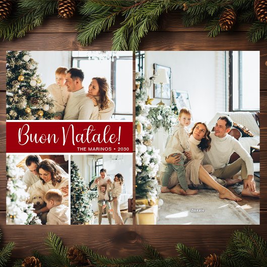 Carte de vacances Buon Natale 4 Photo Flat