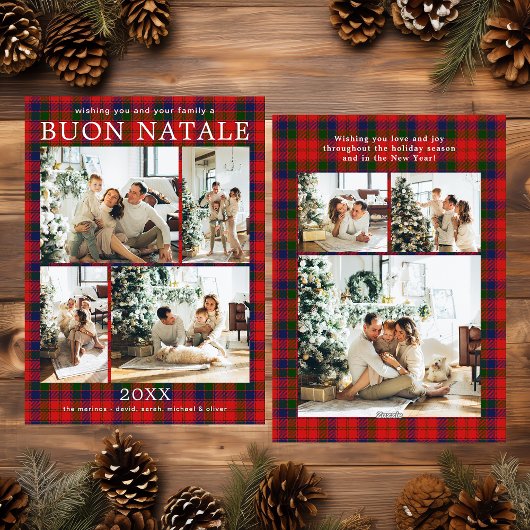 Carte de vacances Buon Natale Multi Photo Red Plai