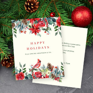 Carte de vacances bureau floral d'hiver Budget