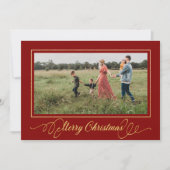 Carte de vacances Cadres d'or de Noël Rouge (Devant)