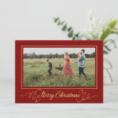Carte de vacances Cadres d'or de Noël Rouge (Debout devant)