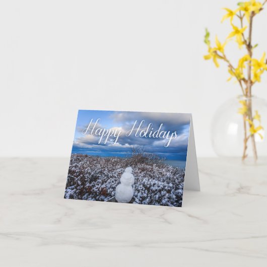 Carte de vacances Cape Cod Snowman (Fleur jaune)