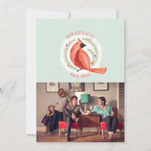 Carte de vacances Cardinal Peint Wreath