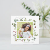 Carte de vacances carrée photo de feuillage et bai (Debout devant)