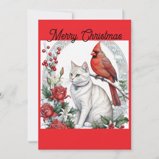 Carte de vacances Chat de Noël à Flat (Devant)